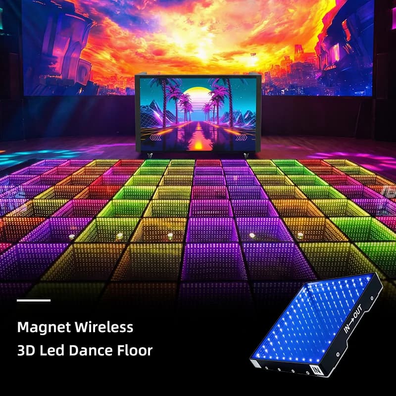 3D infinity mirror LED dance floor with illuminated mirror panels